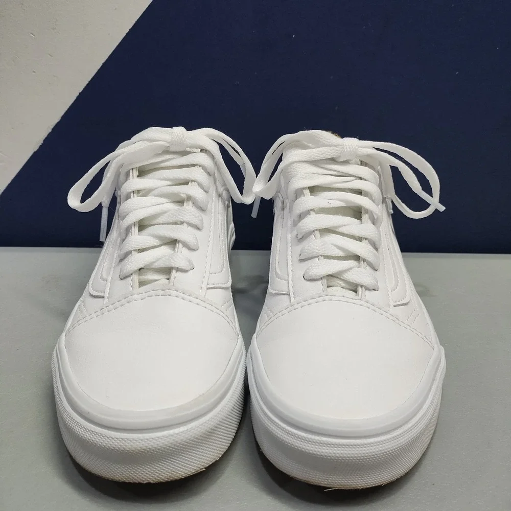 Vans Old Skool Platform Sneakers Mens US 4 White Athletic Low Top Lace Up 721356